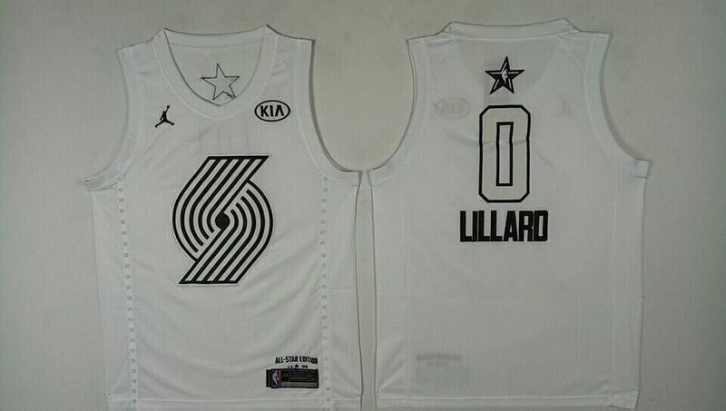 Men Portland Trail Blazers #0 Lillard White 2108 All Stars NBA Jerseys->->NBA Jersey